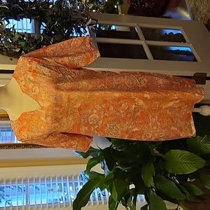 Floral Blooming pink peach orange black print dress Vneck short sleeve 2XL NEW…